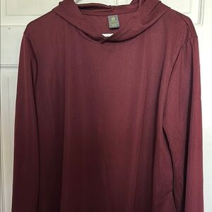Maroon Hooded Long Sleeve Top
